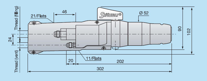 заправочный пистолет Staubli GMV09 чертеж - основные размеры